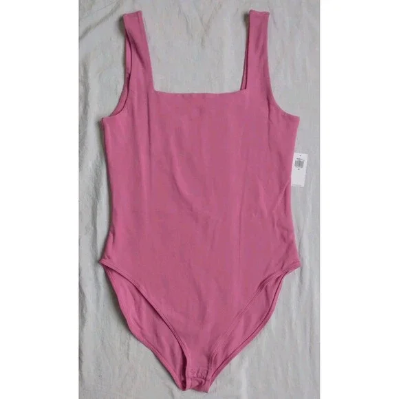 3 Old Navy Square Neck Tank Top Bodysuit Pink Orange Green Women’s Size M - Picture 2 of 14